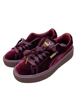 Puma x Fenty Rihanna Burgundy Velvet Creeper Platform Sneakers
